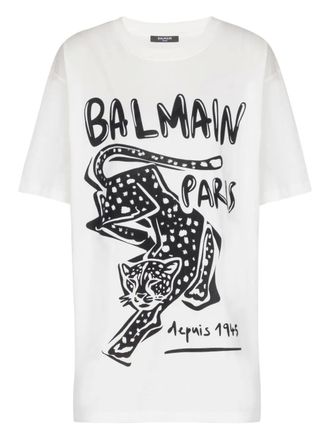 Balmain T-shirt met luipaardprint - Wit