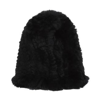 Yves Salomon Bonnet Tricot Muts - Dames - Accessoires - Zwart - Maat: ONE Size