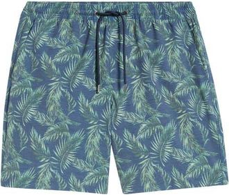Nordstrom 7-Inch Volley Swim Shorts in Blue Insignia Floating Fronds at Nordstrom, Size Xx-Large