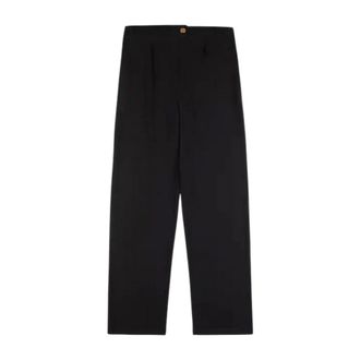 Fay Straight Trousers, female, Black, Size: 2XL Polyester Pants with Viscose Blend