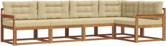 vidaXL Conjunto De Sof&aacute;s De Exterior 5 Uds. Natural Y Beige Vidaxl