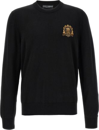 Dolce & Gabbana Black Crew Neck Sweaters