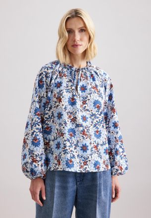 Seidensticker Klassische Bluse SEIDENSTICKER Schwarze Rose, Damen, Gr. 4XL (48), ecru, 86% Viskose, 14% Polyamid, gemustert, regular fit, Rundhals, Blusen Klassisch