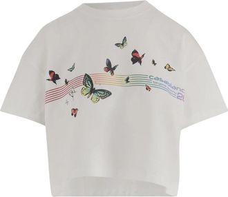 Casablanca Cotton T-shirt with Logo - Dames - T-shirts - Wit - M - Katoen - Tops