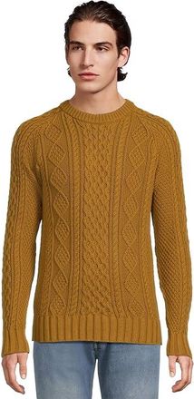 L.L.Bean Signature Cotton Fisherman Sweater Mens Clothing Brassy Olive : 2XL