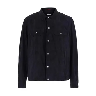 Brunello Cucinelli Heren, Jassen, Blauw, Maat: M Su&egrave;de