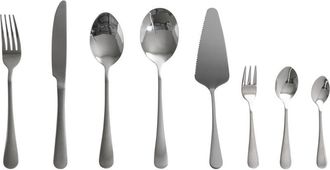 Beliani Cuberter&iacute;a Moderna Conjunto 70 Cubiertos Cuchillo Tenedor Cuchara Cucharilla Postre Pala Cucharilla Caf&eacute; Ensalada Acero Inoxidable Plateado Rotini