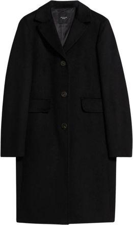 Max Mara Enkelrijige Jas - Dames - Mantel - Zwart - 3XS - Wol - Jassen
