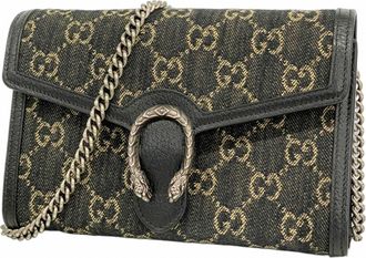 Gucci Black Denim Chain/Shoulder Wallet (Pre-Owned)