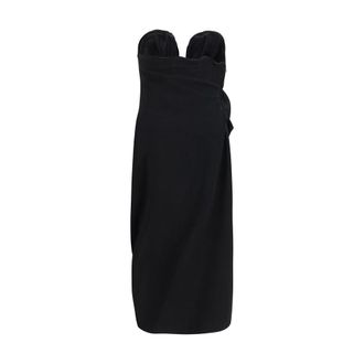 Magda Butrym Sculptural Floral Wool Cocktail Dress - Black