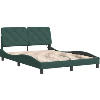 vidaXL Estructura De Cama Luces Led Terciopelo Verde Oscuro 140x190 Cm Vidaxl