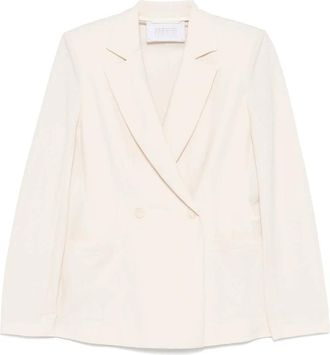 Harris Wharf London Jassen, Dames, Beige, L, Beige Double-Breasted Jas met Zakken