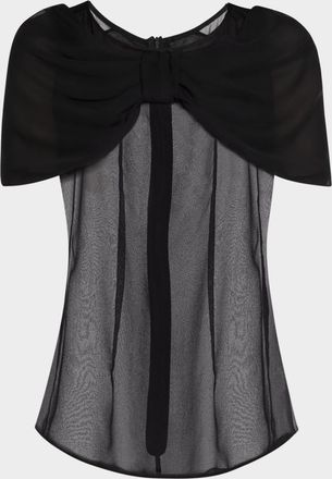 Simone Rocha Bow-Shoulder Sheer Silk Top
