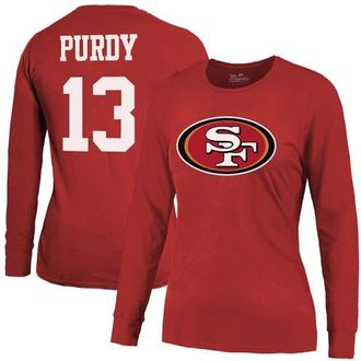 Majestic Threads Womens Majestic Threads Brock Purdy Scarlet San Francisco 49ers Player Name & Number Long Sleeve T-Shirt at Nordstrom, Size Xx-Large