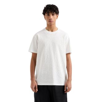A|X Armani Exchange Heren Textured Crew Neck Regular T-shirt (Gebroken wit)