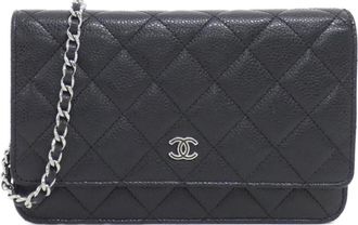 Chanel Grained Calfskin Chain/Shoulder Wallet (Pre-Owned)