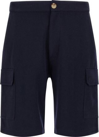 Brunello Cucinelli Korte Broeken, Heren, Blauw, M, Katoen, Cargo Bermuda Shorts