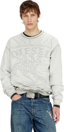Diesel Sweatshirt with d&eacute;vor&eacute; print - Sweaters - Man - Grey