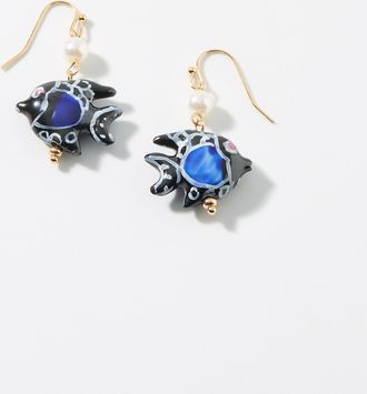 Simons Womens Pearl and fish earrings