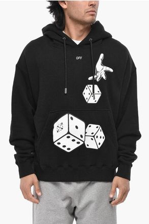 Off-white Brushed Cotton Hoodie DICES SKATE With Print size Xl