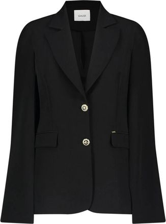 Gaud&igrave; Zwarte stretch blazer met reverskraag - Dames - Blazers - Zwart - XS - Polyester - Jassen