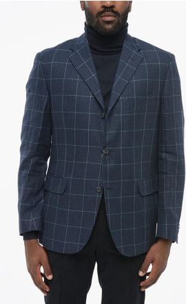 Nino Danieli Checkered Linen Blend Half-lined Blazer size 50