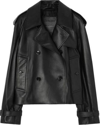 Burberry Cropped Leather Mayfair Trench Jacket