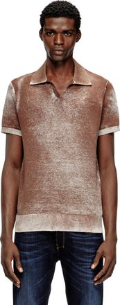 Diesel Knit polo shirt with faded reverse print - T-Shirts - Man - Multicolor