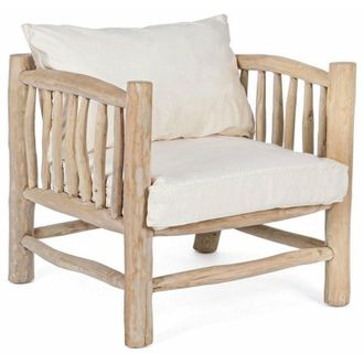Hellin Poltrona in Teak Naturale con Cuscini in Cotone Sahel