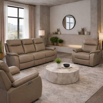 Aspire Home Accents Kingsmere 3 + 1 + 1 Power Recliner Sofa Set in Taupe