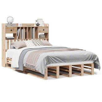 Berkfield Home Bookcase Bed without Mattress 135x190 cm Double Solid Wood Pine in Brown