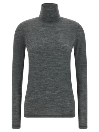 Jil Sander Grey Solid Turtle Neck T-Shirt