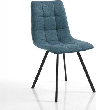 Oresteluchetta Juego De 4 Sillas De Comedor Tapizadas En Tela Con Patas De Acero Jane - Azul Marino