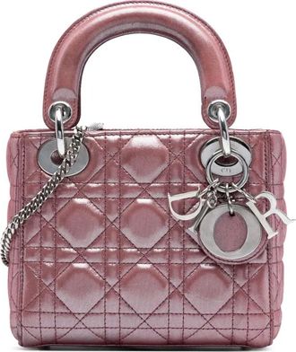 Dior Borsa a tracolla Lady Dior mini iridescente con motivo Cannage 2015 - Rosa