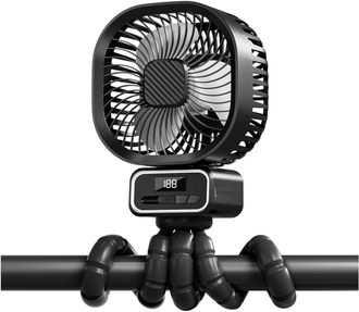 OEM Ventilador Port&aacute;til Para Cochecito, 5000 Mah, Recargable, 3 Velocidades, Rotaci&oacute;n De 270&deg;, Silencioso, Usb, Con Soporte Extra&iacute;ble Y Led, Apto Para Coc