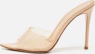 Gianvito Rossi Beige Patent Leather And Pvc Elle Slide Sandals