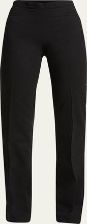 Akris Francoise Slim-Straight Pants, Black