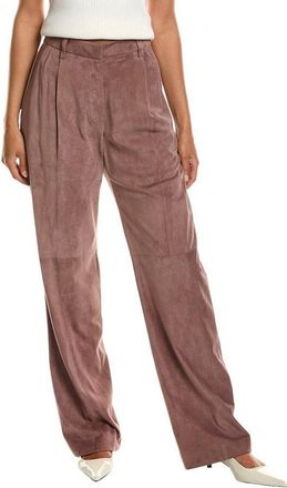 Brunello Cucinelli Old Pink Wide-Leg Leather Trousers, Brand Size 42 (US Size 8)