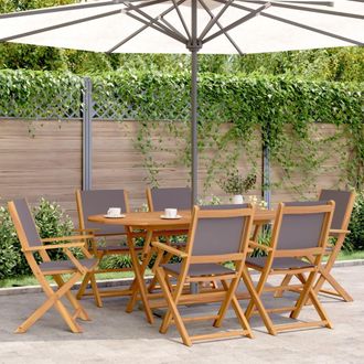 vidaXL Vidaxl - Sillas De Jard&iacute;n Plegables 6 Uds Madera Maciza Y Tela Antracita