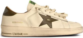 Golden Goose stardan White Leather Sneakers With Green Star And Heel