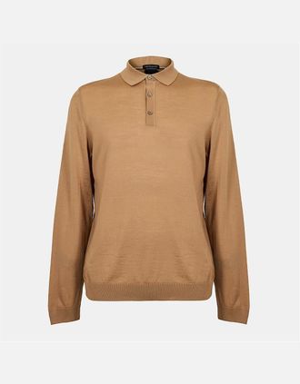 HUGO BOSS Mens Lancione Long Sleeve Polo - Cream - Size: 44
