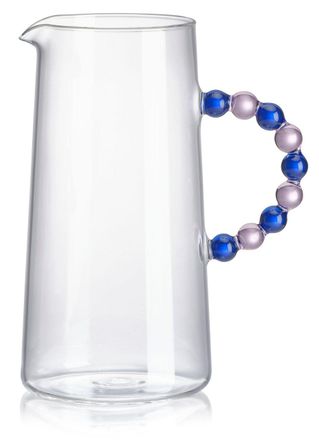 IVV transparent borosilicate glass carafe necklace with pink/blue handle h-21 cm