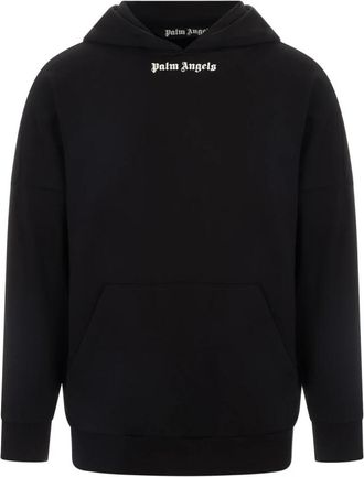Palm Angels Classic Logo Over Hoodie - Heren - Hoodies - Zwart - M - Katoen - Hoodies & sweatvesten