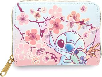 Hot Topic Loungefly Disney Stitch & Scrump Cherry Blossoms Mini Zipper Wallet LIGHT BLUE NONE