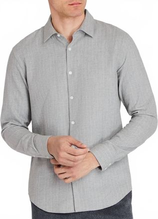Club Monaco Refined Pinstripe Twill Button-Down Shirt In Heather Grey