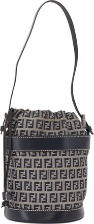 Fendi Zucchino Canvas Navy Canvas Handbag (Pre-Owned)