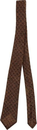 Petronius Cravatta in lana con motivo geometrico - Marrone
