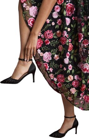 Coast Krystal Satin Mesh Detail High Stiletto Heel Court Shoes, 5, Black