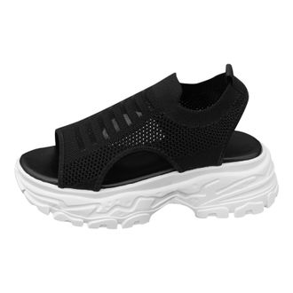 Generic Cocila Sandals For Women Size 5 Fashion Summer Mesh Breathable Open Toe Thick Bottom Flat Comfortable Large On Shoes Black, 6.5 Orthopedic Espadrilles