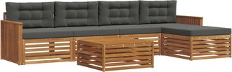 vidaXL Conjunto De Sof&aacute;s De Exterior 6 Uds. Natural Y Antracita Vidaxl